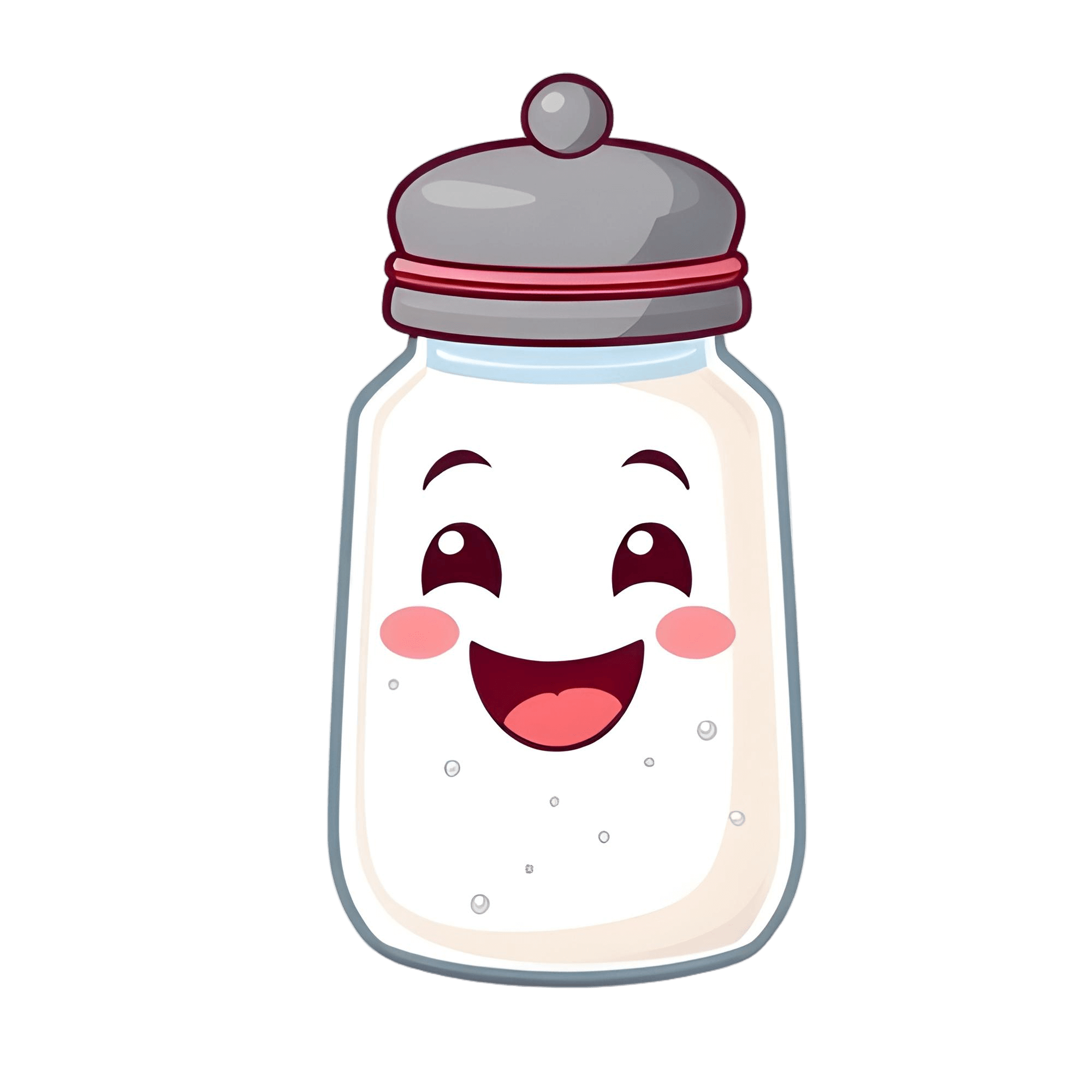 A cartoon-style salt shaker with a smile