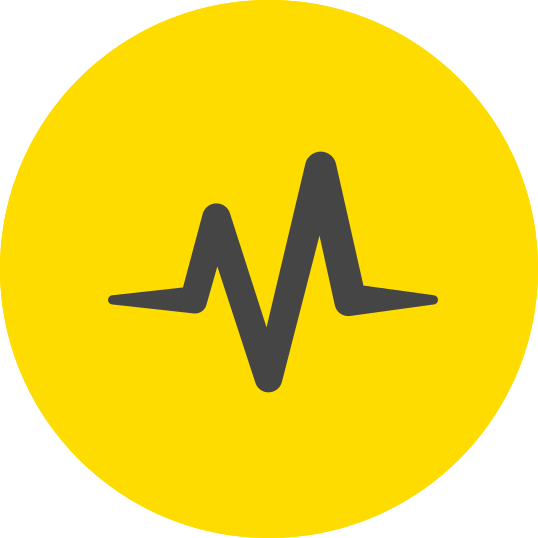 A unique M logo that looks like a heart beat pulse